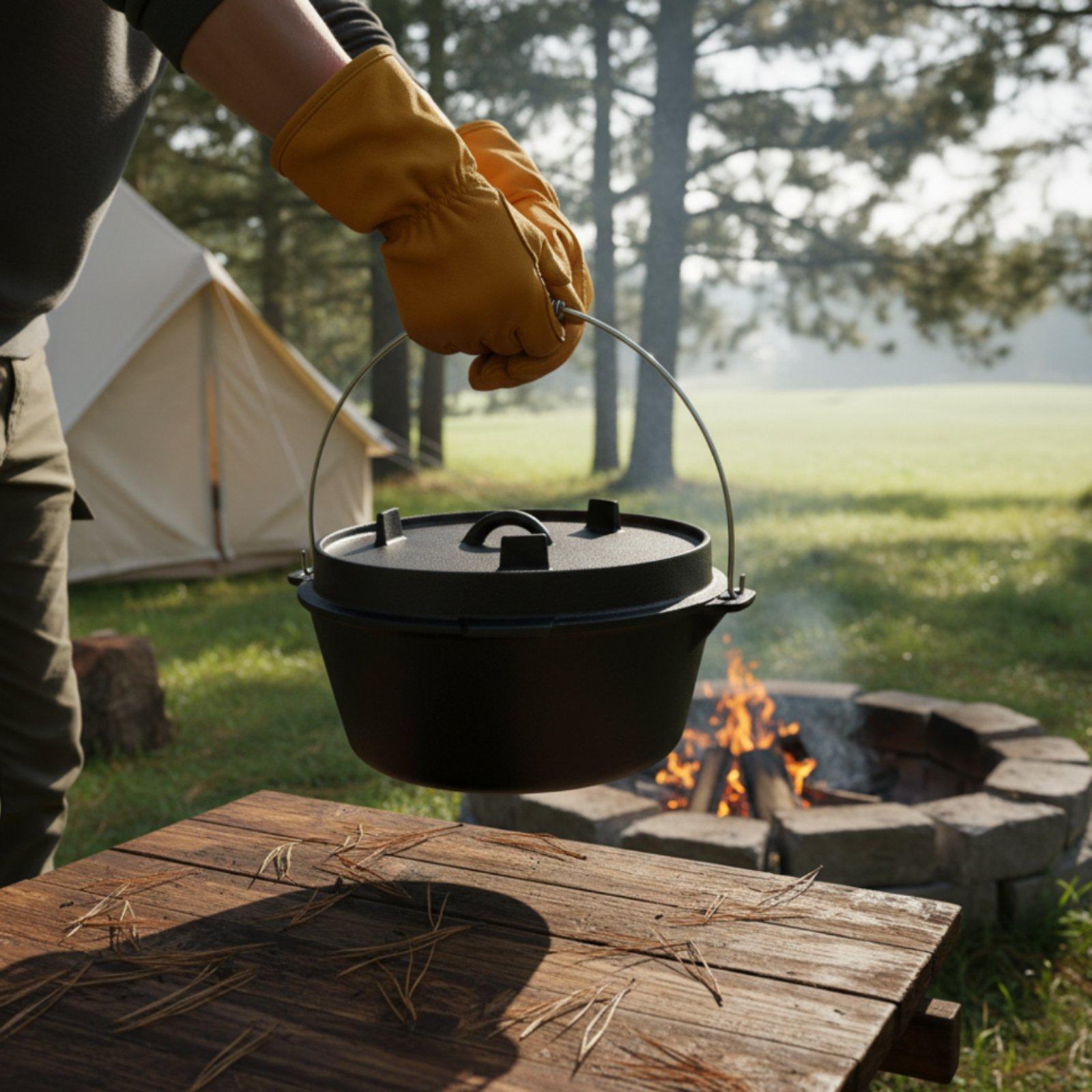 Camping Cooking Dutch Oven - Outdoor Cast Iron Dutch Oven Camp