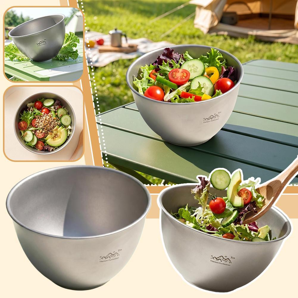 Camping Cooking Backpack - StainlessSteel Cooking Bowl Slanted Salad Lettuce