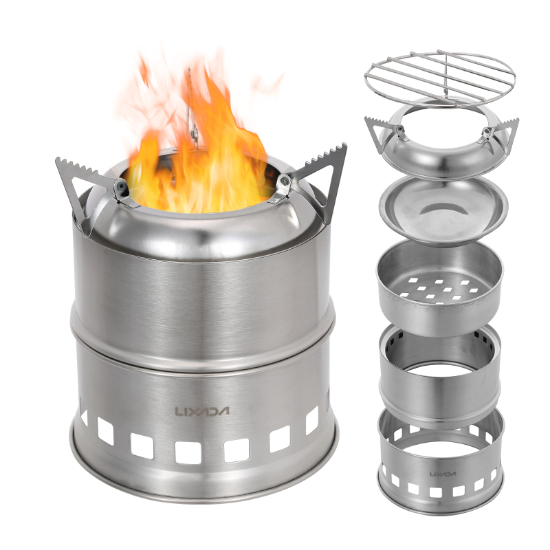 Lixada Stainless Steel Wood St - Camping Cooking Alcohol recension och pris