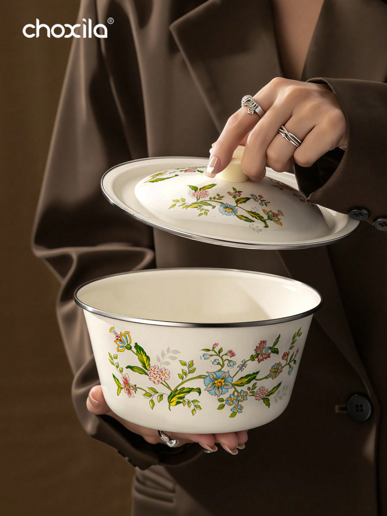 1pc Enamel-Patterned Rice Bowl - Camping Cooking Materials recension och pris
